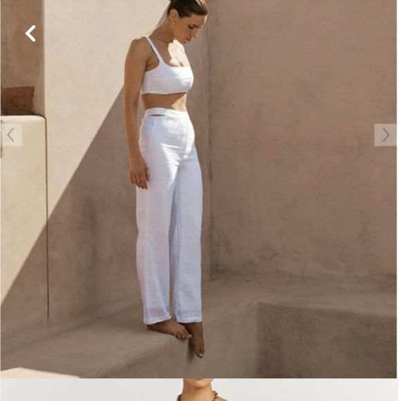 Dissh River White Linen Cut Out Pant - Picture 5 of 9